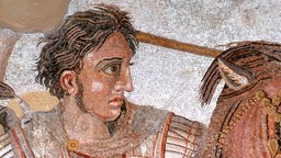 Alexander der Große in einem Ausschnitt eines römischen Mosaiks