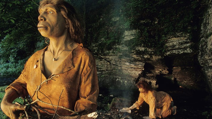 Neandertalerin und Homo-sapiens-Mann