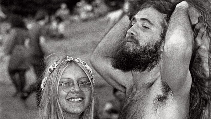 Zwei Hippies in Nordamerika im Jahr 1968. 